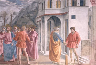 El tributo, de la Capilla Brancacci, c.1426 (detalle)